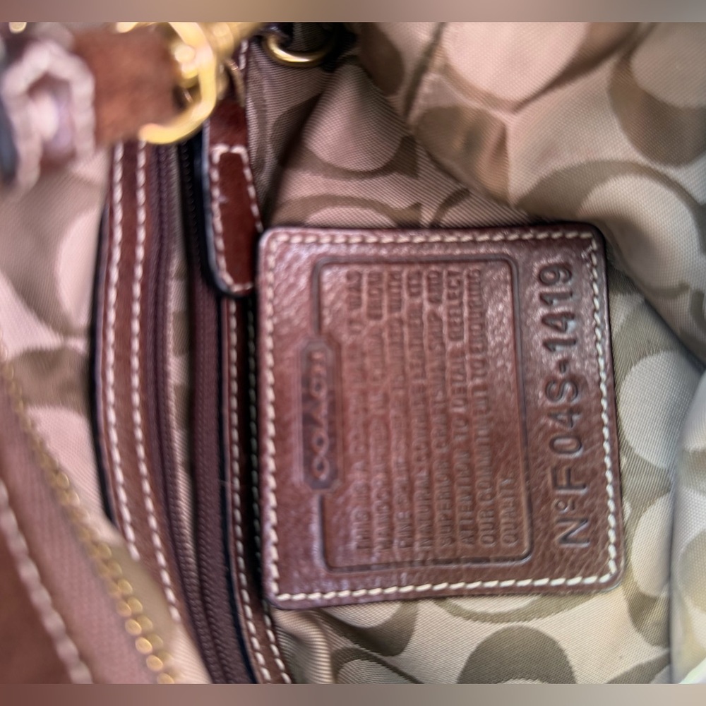Coach Legacy Brown Suede adjustable strap crossbody shoulder Bag gold accents - Picture 7 of 13